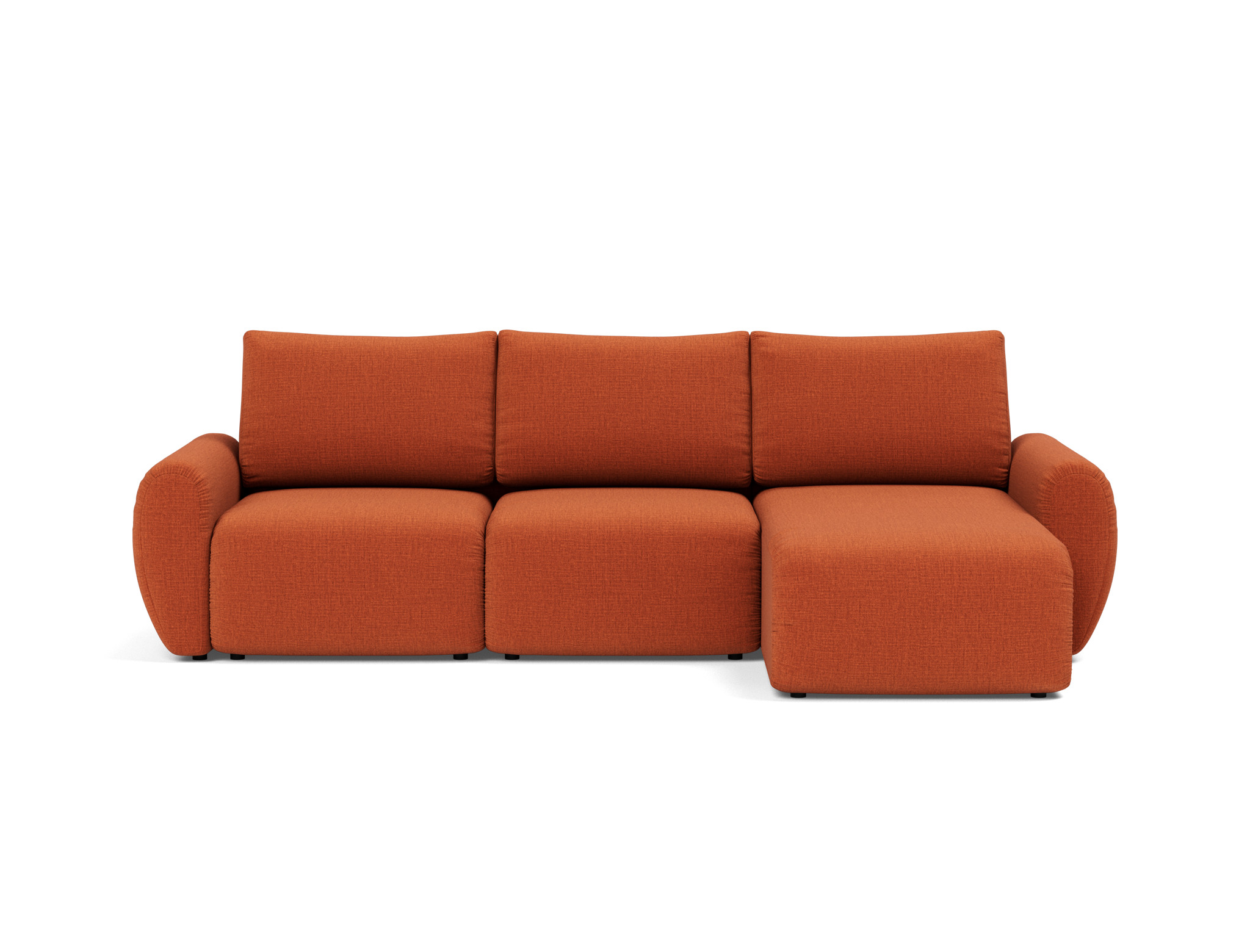 Schlafsofa Norum mit Chaiselongue und Curve-Armlehnen Chenille Esina 412-Rust-Orange