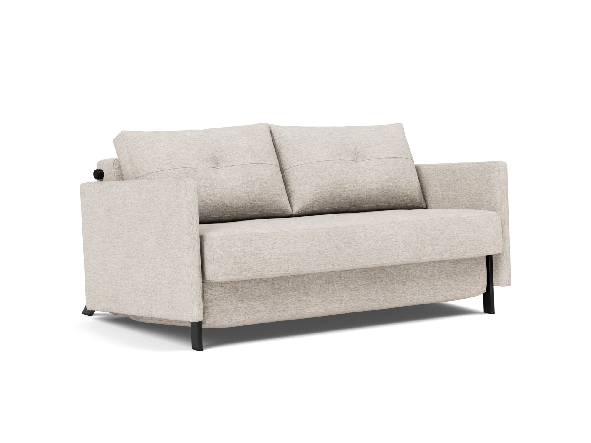 Schlafsofa Cubed mit Armlehnen 140 Chenille Yuveno 470-Natural