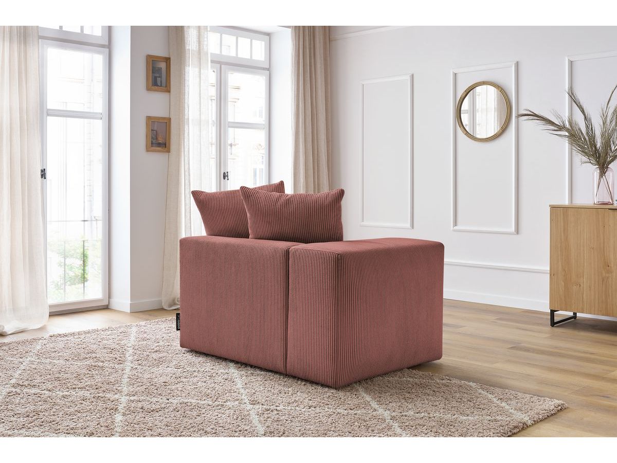 Bobochic Voltaire Sofamodul 1-Sitzer 130 × 100 cm Cordsamt Rosa Ecke links