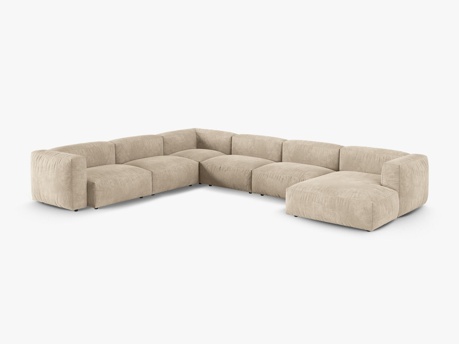 Micadoni modulares Ecksofa XL Martina 6-Sitzer 90cm Sitztiefe Links Samt Vogue Helles Beige