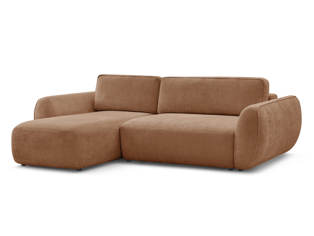 Bobochic Denise Ecksofa mit Schlaffunktion und Bettkasten 258 × 160 cm Strukturstoff Orange Ecke links