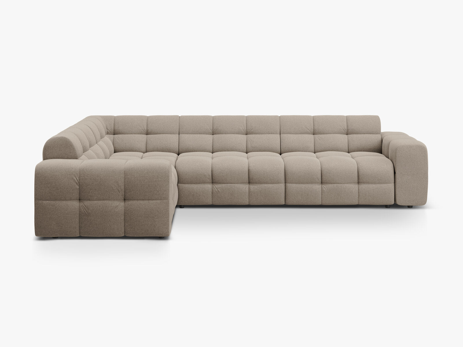 Micadoni Ecksofa Kendal 6-Sitzer Links Strukturierter Stoff Dunkelbeige