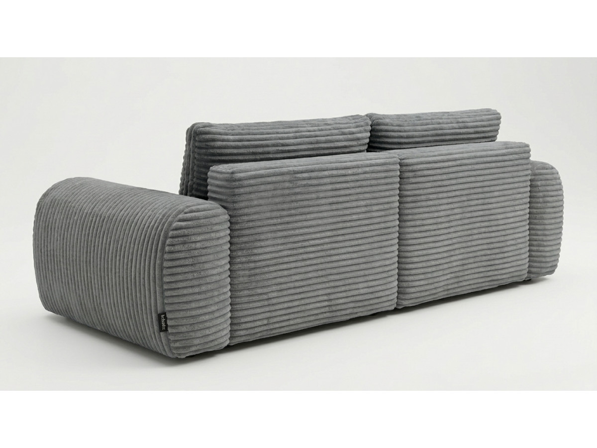 Bobochic Lucien Ecksofa mit Schlaffunktion und Bettkasten Breitcord weich Dunkelgrau Ecke links