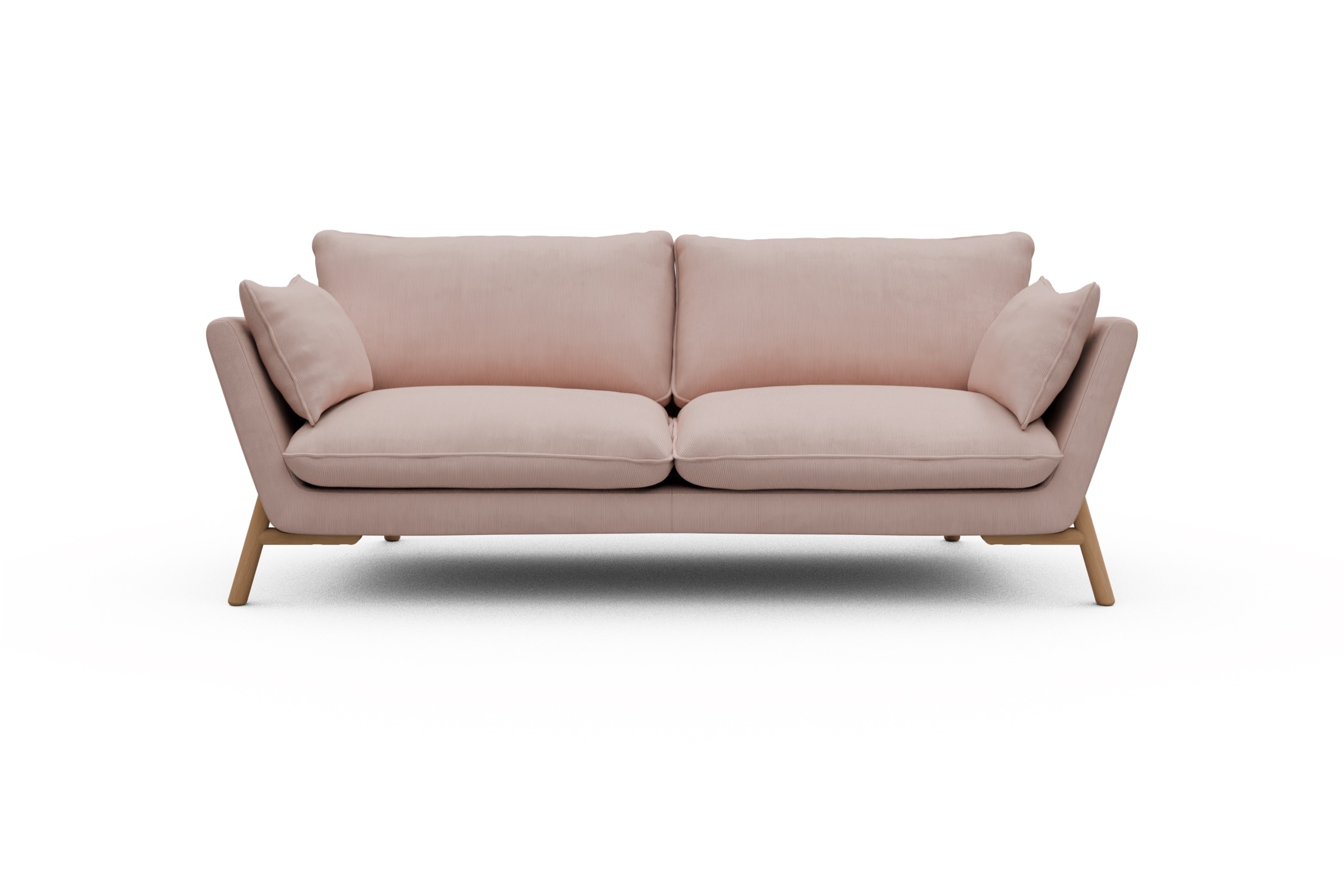 Skandi Home Sofa Emil 3-Sitzer Beinfarbe Eiche Natur Cordufine-Blush moebelfaktor