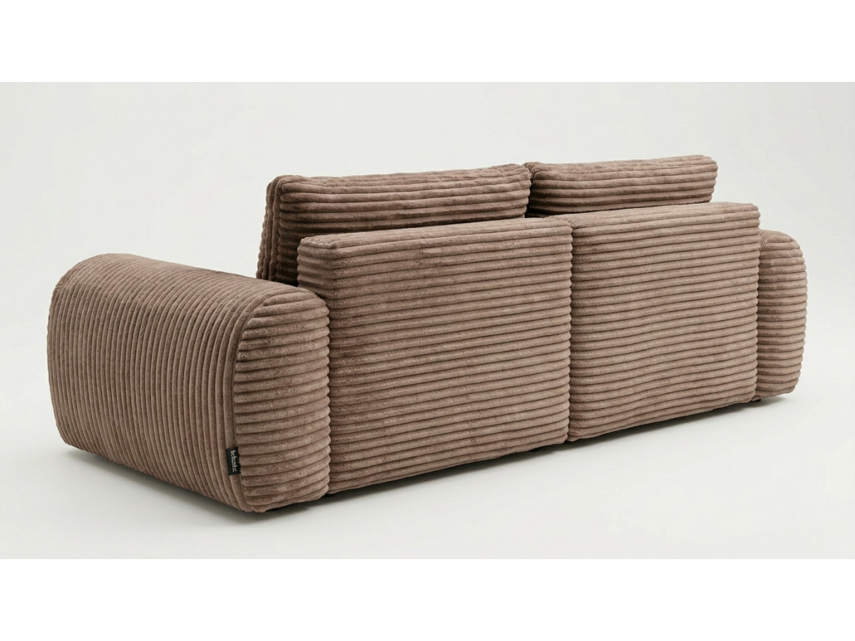 Bobochic Lucien Ecksofa mit Schlaffunktion und Bettkasten Breitcord weich Taupe Ecke links