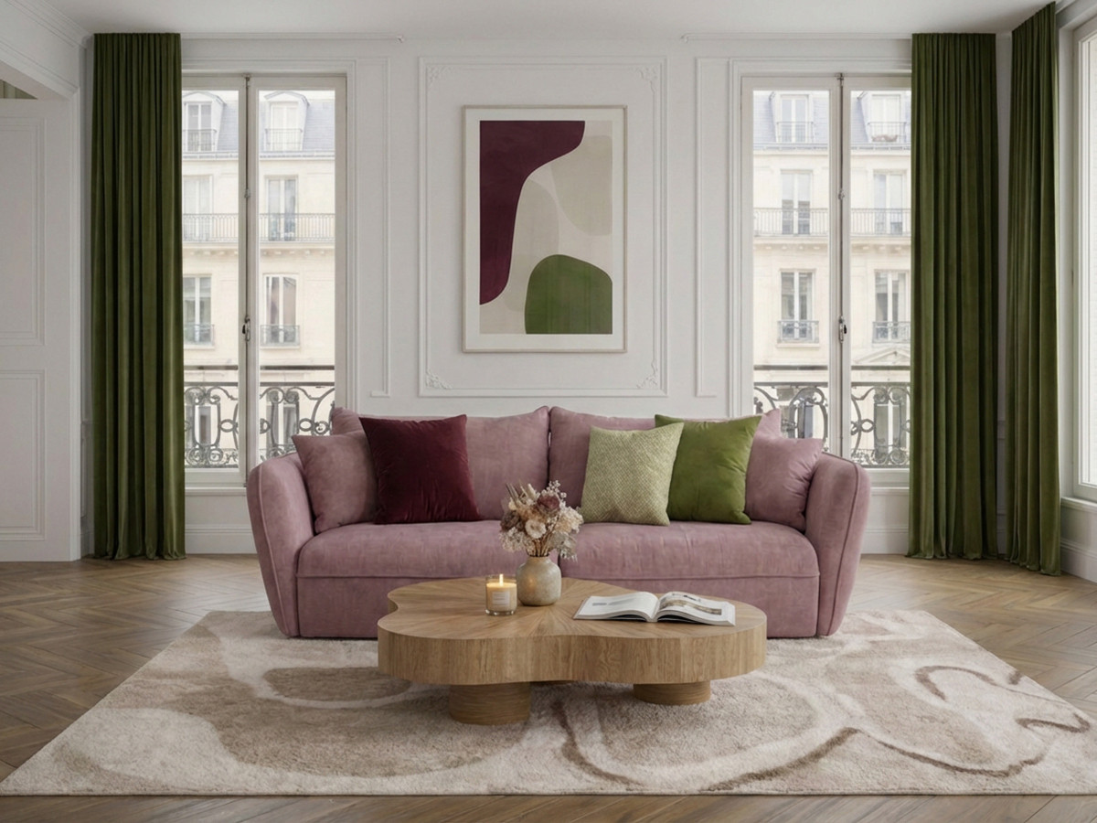 Bobochic Luigi Sofa 3-Sitzer Strukturstoff Rosa