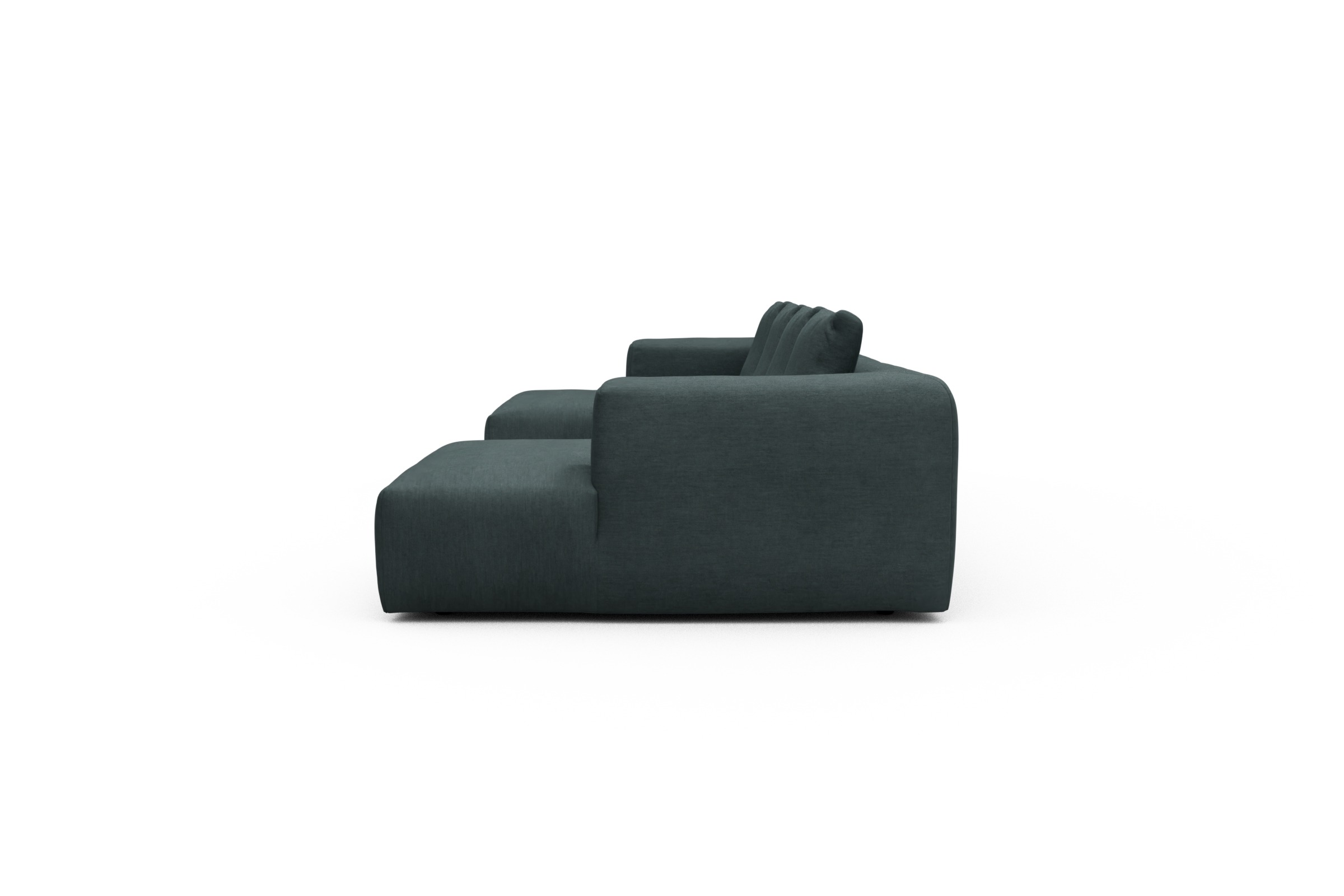 Wohnlandschaft Fred mit 2-Sitzer und Chaiselongue beidseitig Vivus-Blue