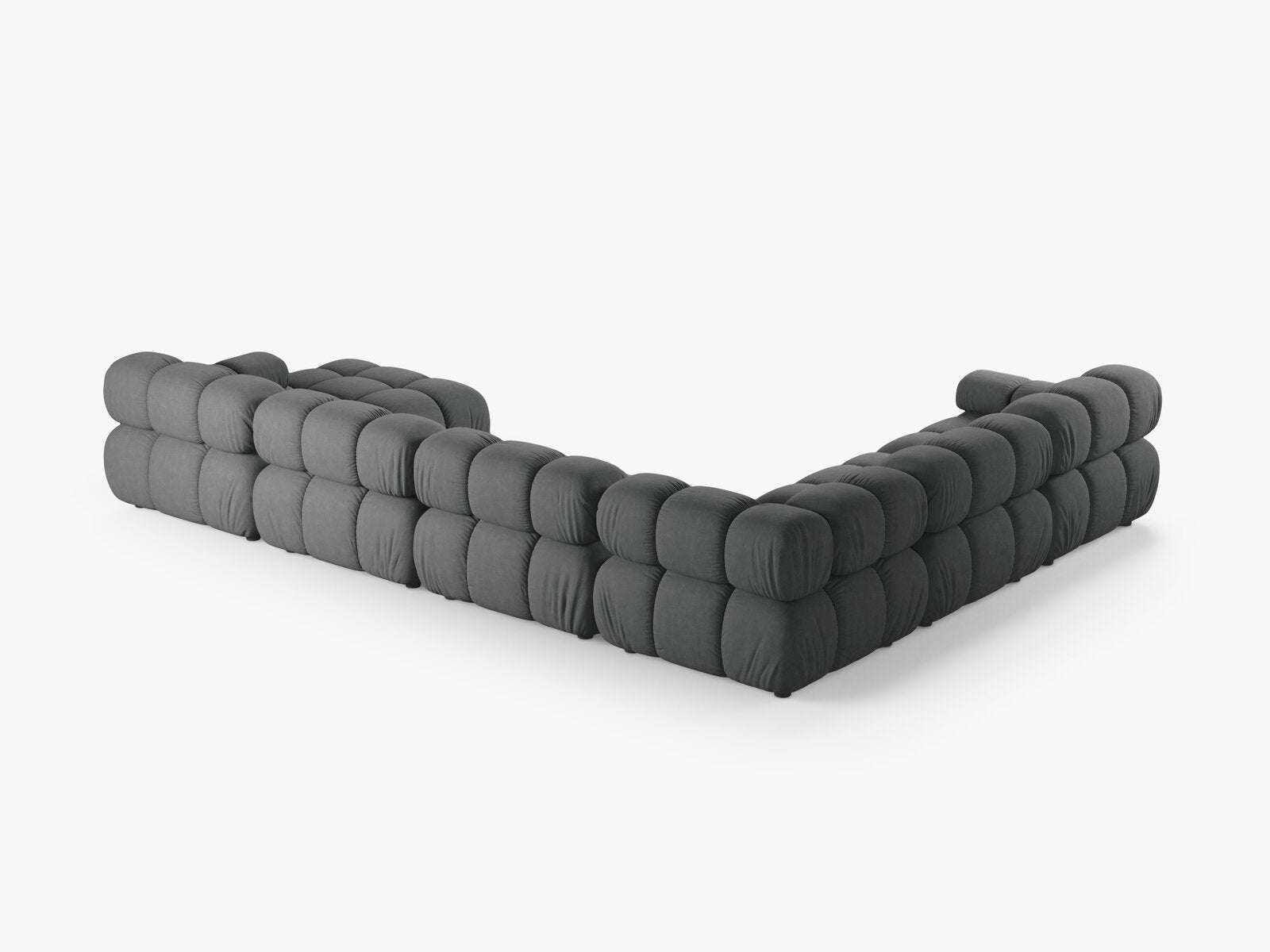 Micadoni Modulares Panorama Ecksofa Bellis 8-Sitzer Links Strukturierter Stoff Liberty Grau