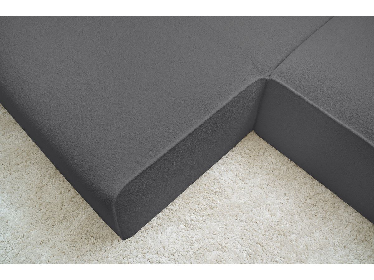 Bobochic Megeve Ecksofa Bouclé-Stoff Dunkelgrau Ecke links