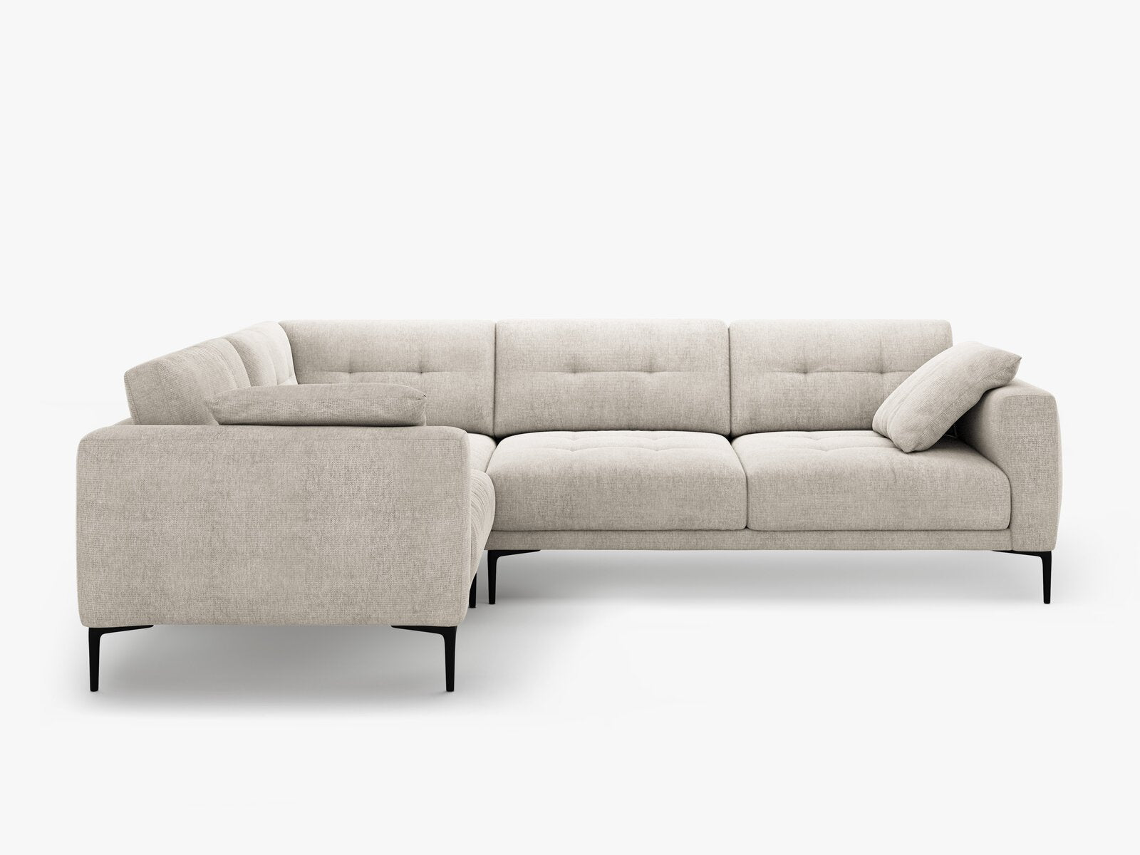 Micadoni Ecksofa Bemy 4-Sitzer Links Strukturierter Stoff Beige