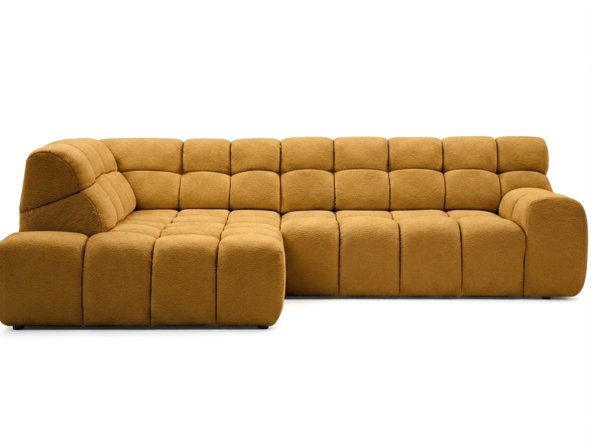 Bobochic Andre Ecksofa mit Schlaffunktion Chenille Gelb Ecke links