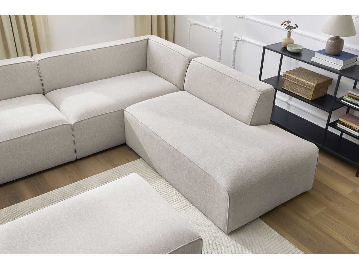 Bobochic Megeve Wohnlandschaft mit Pouf Melange-Stoff Beige Ecke links