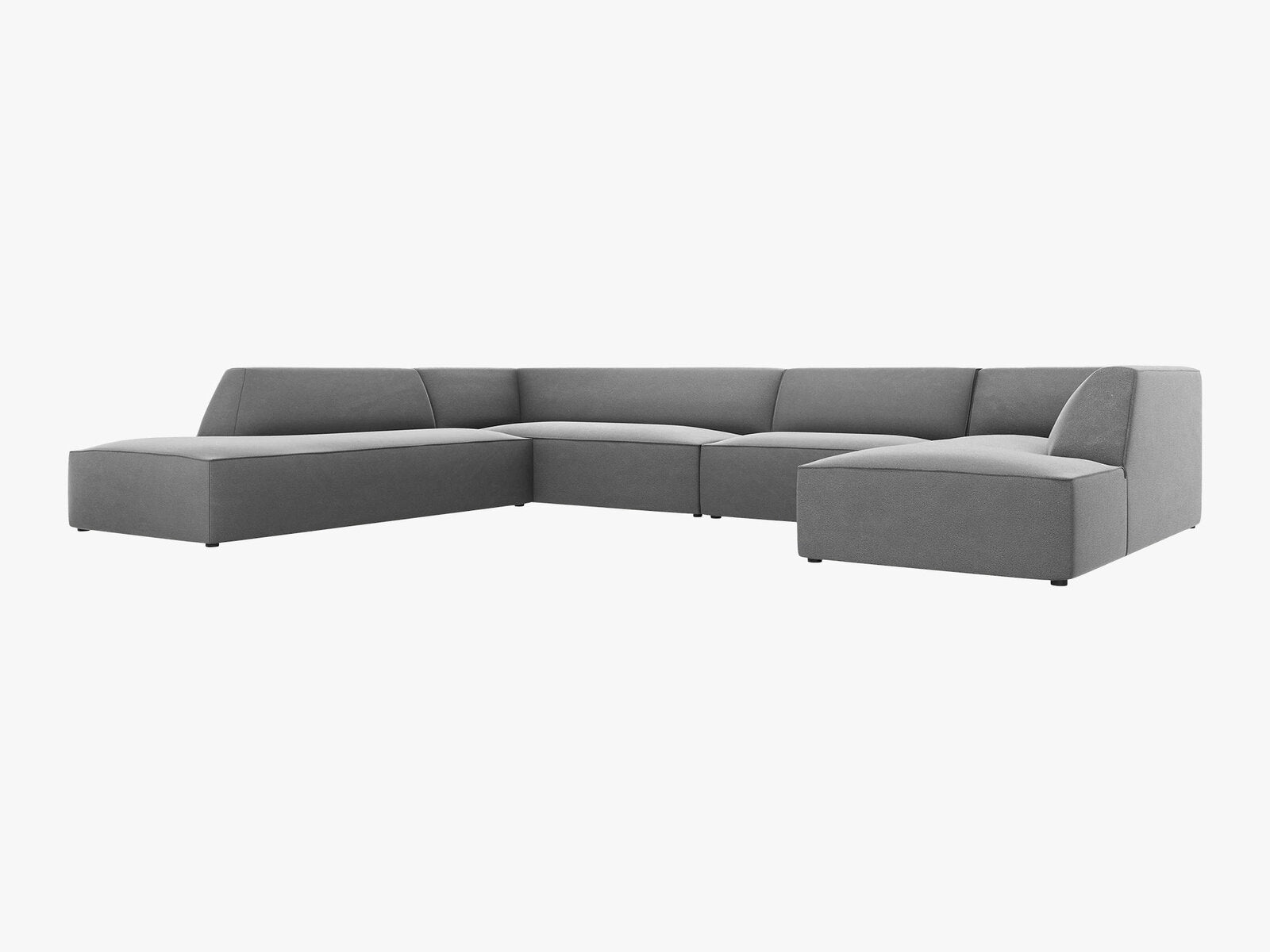 Micadoni Panorama-Ecksofa Ruby 7-Sitzer Links Samt Salvador Grau