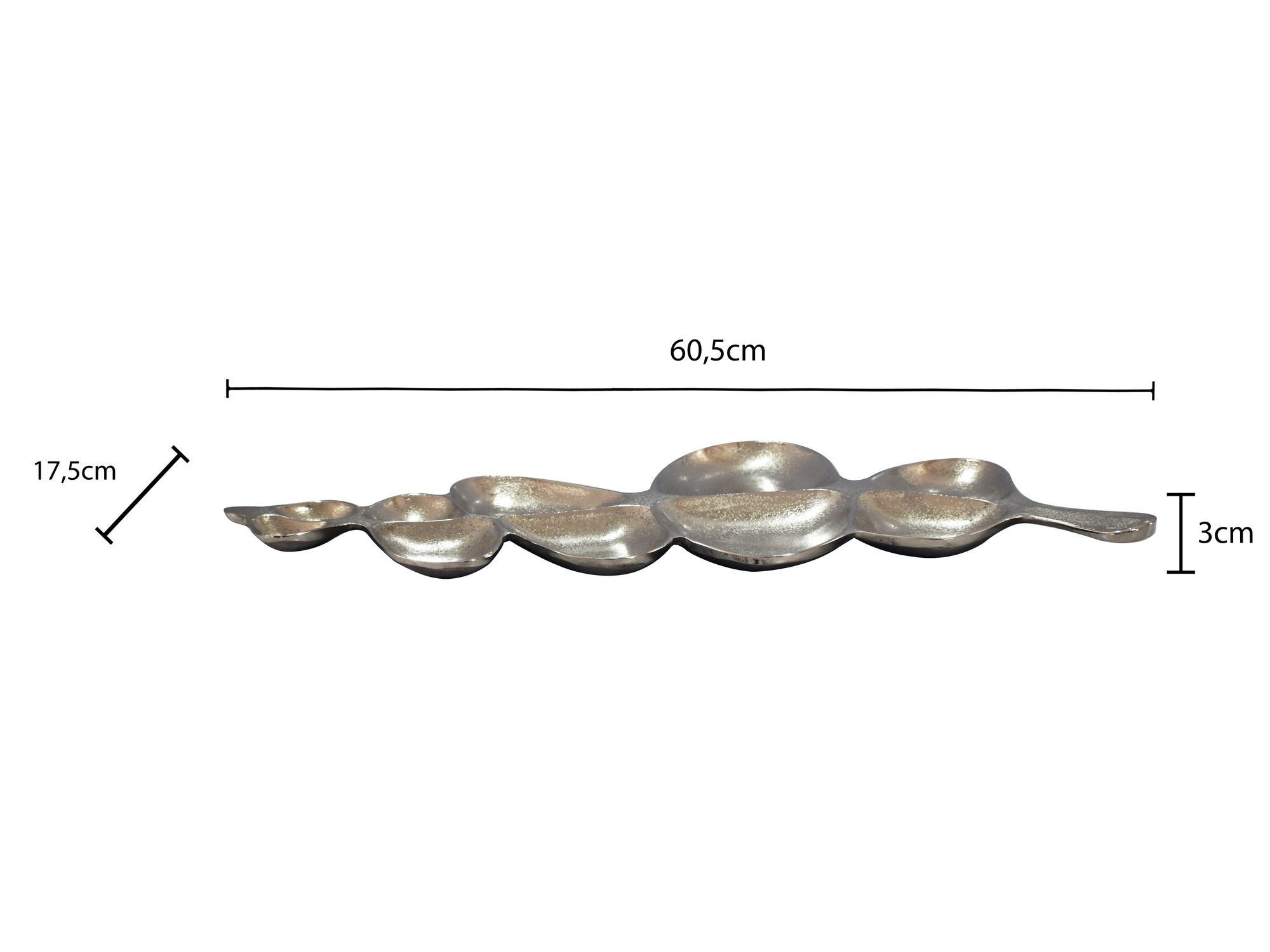 Dekoschale Rennebu Aluminium Silber 60,5 × 17,5 × 3 cm