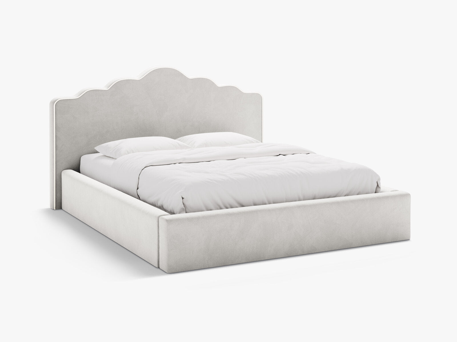 Micadoni Dream Samtbett mit Bettkasten und Kopfteil Samt Magic Velvet Elfenbein / Hellgrau 140x200