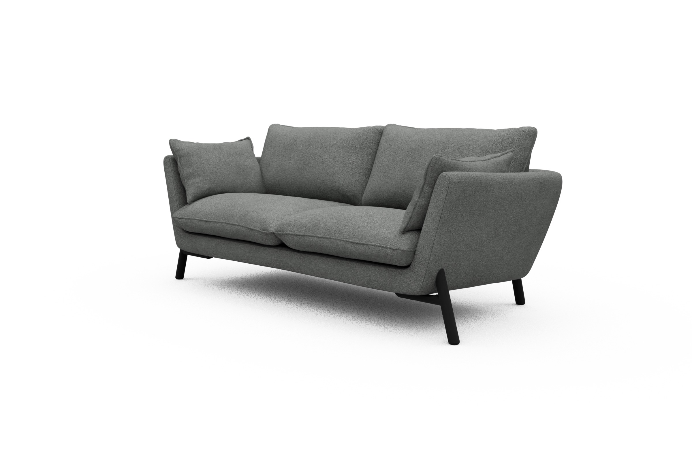 Sofa Emil 2-Sitzer Beinfarbe Eiche Schwarz Boucle-Ash-Grey