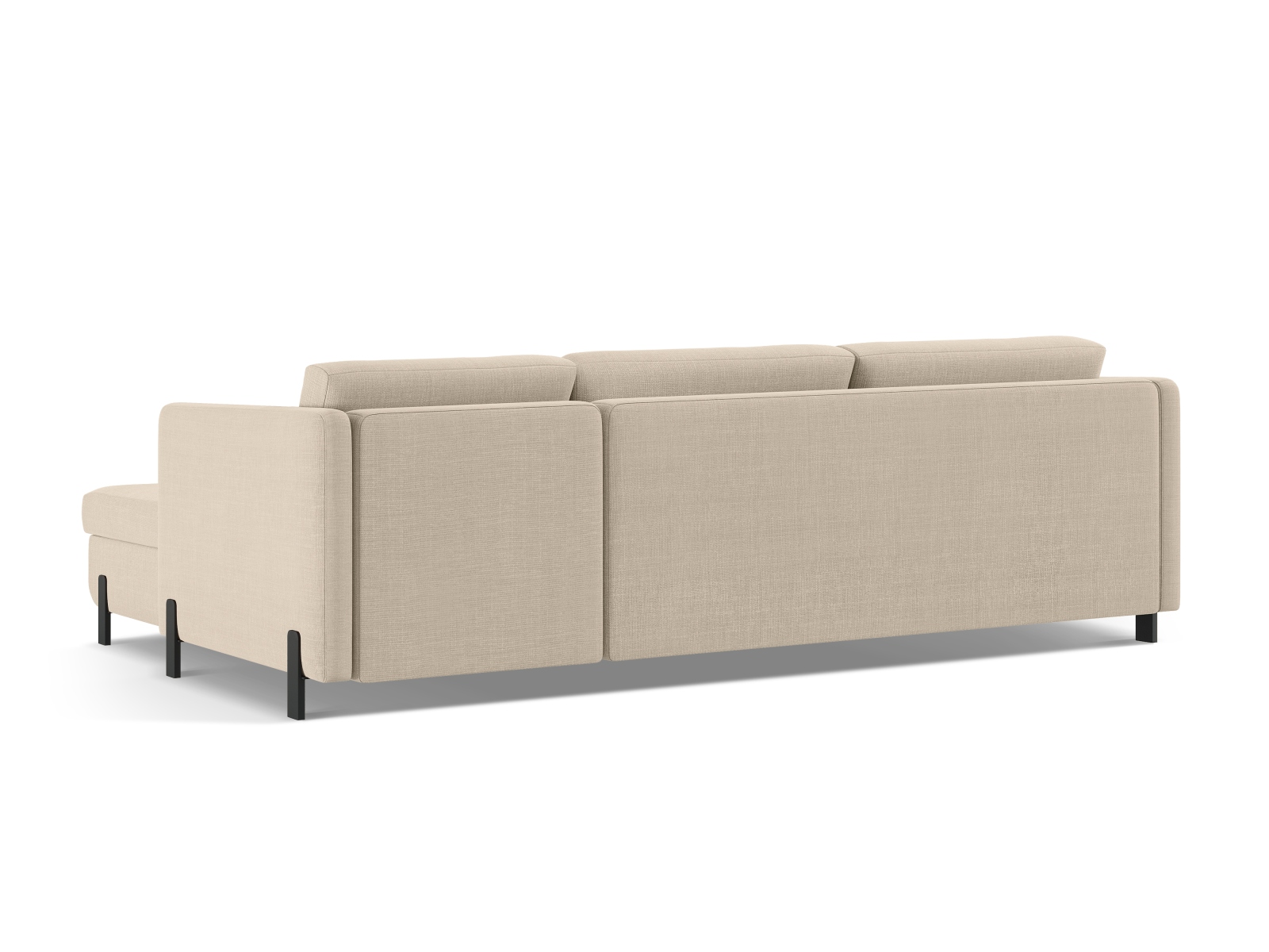 Micadoni Schlaf-Ecksofa Gloria 4-Sitzer Links Strukturierter Stoff Beige 205x140