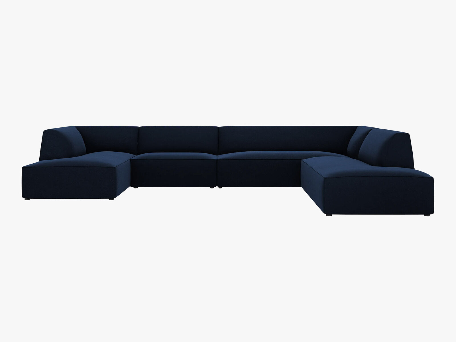 Micadoni Panorama-Ecksofa Ruby 7-Sitzer Rechts Samt Salvador Königsblau