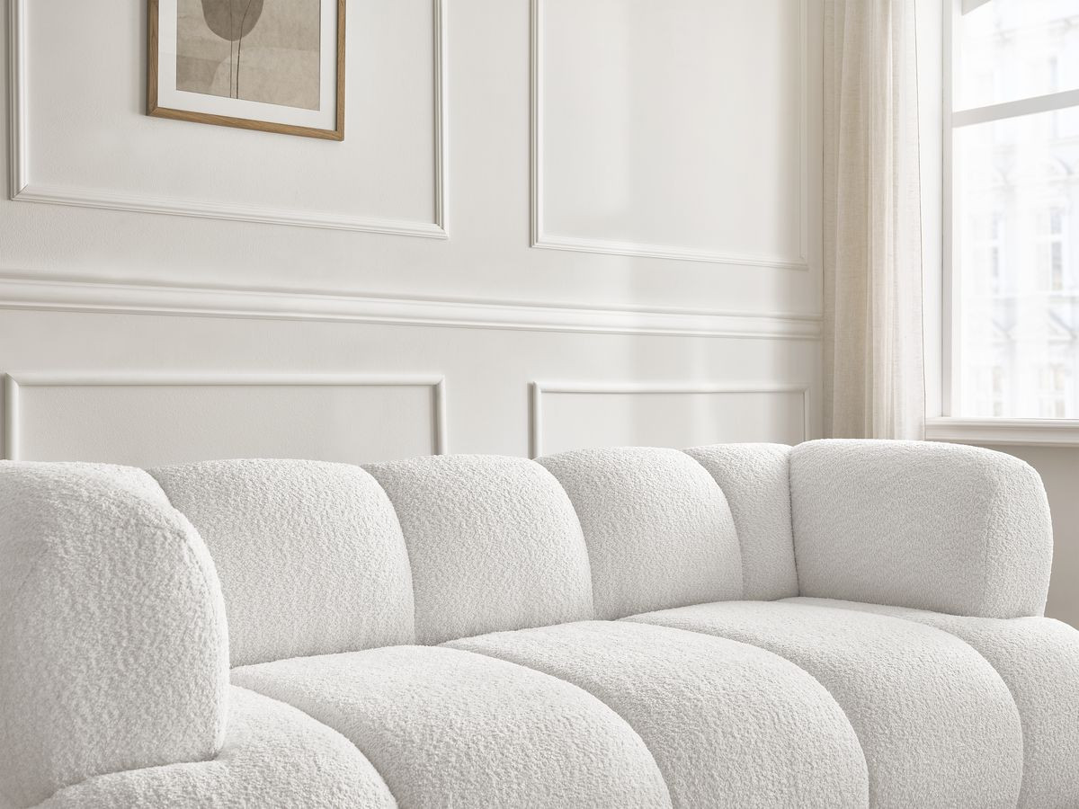 Bobochic Pamira Sofa 2-Sitzer Bouclé-Stoff Weiß