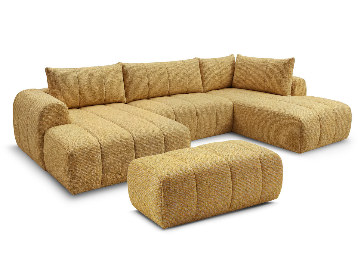 Bobochic Nesty Wohnlandschaft mit Pouf Melange-Stoff Gelb Ecke links