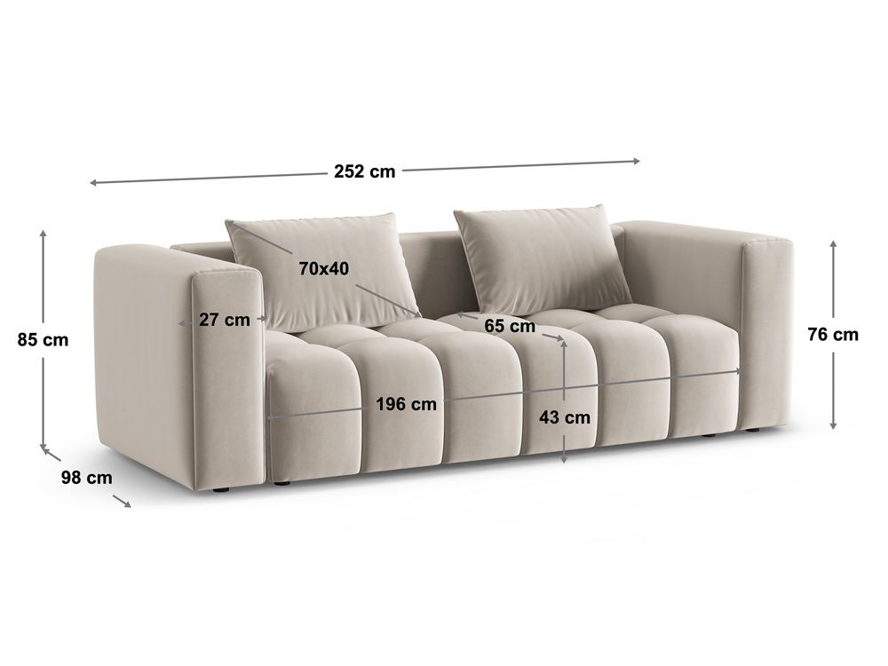 Cosmopolitan Design Schlafsofa Verona 3-Sitzer mit Bettkasten Samt Casino Mandelbeige