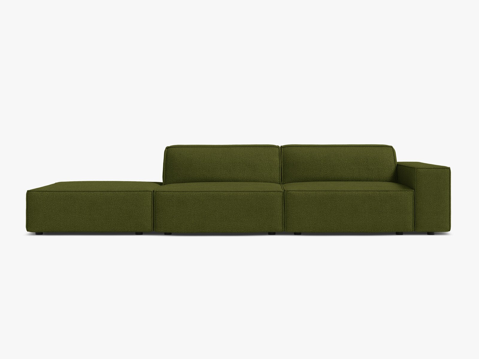 Micadoni Sofa Jodie 3-Sitzer Links Boucle Baloo Dunkel-Olivgrün