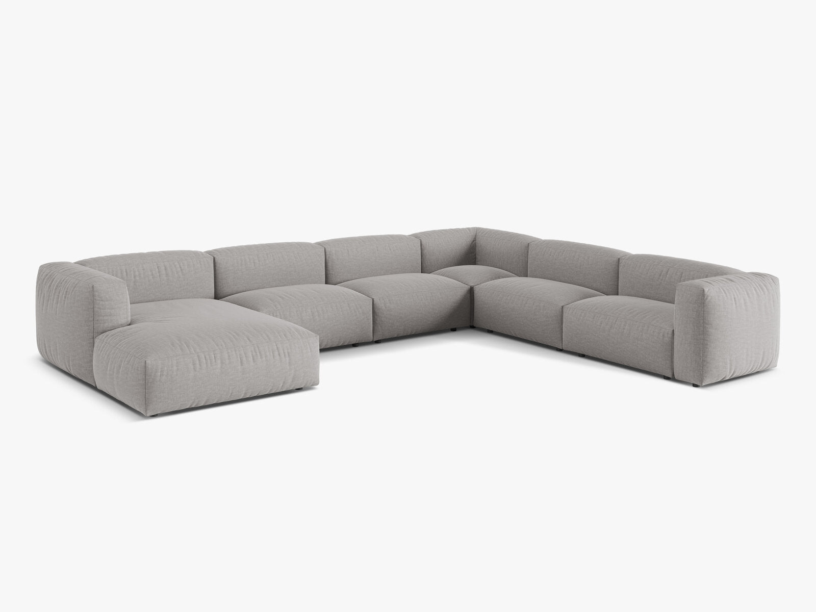 Micadoni modulares Ecksofa XL Martina 6-Sitzer Rechts Strukturierter Stoff Boston Hellgrau