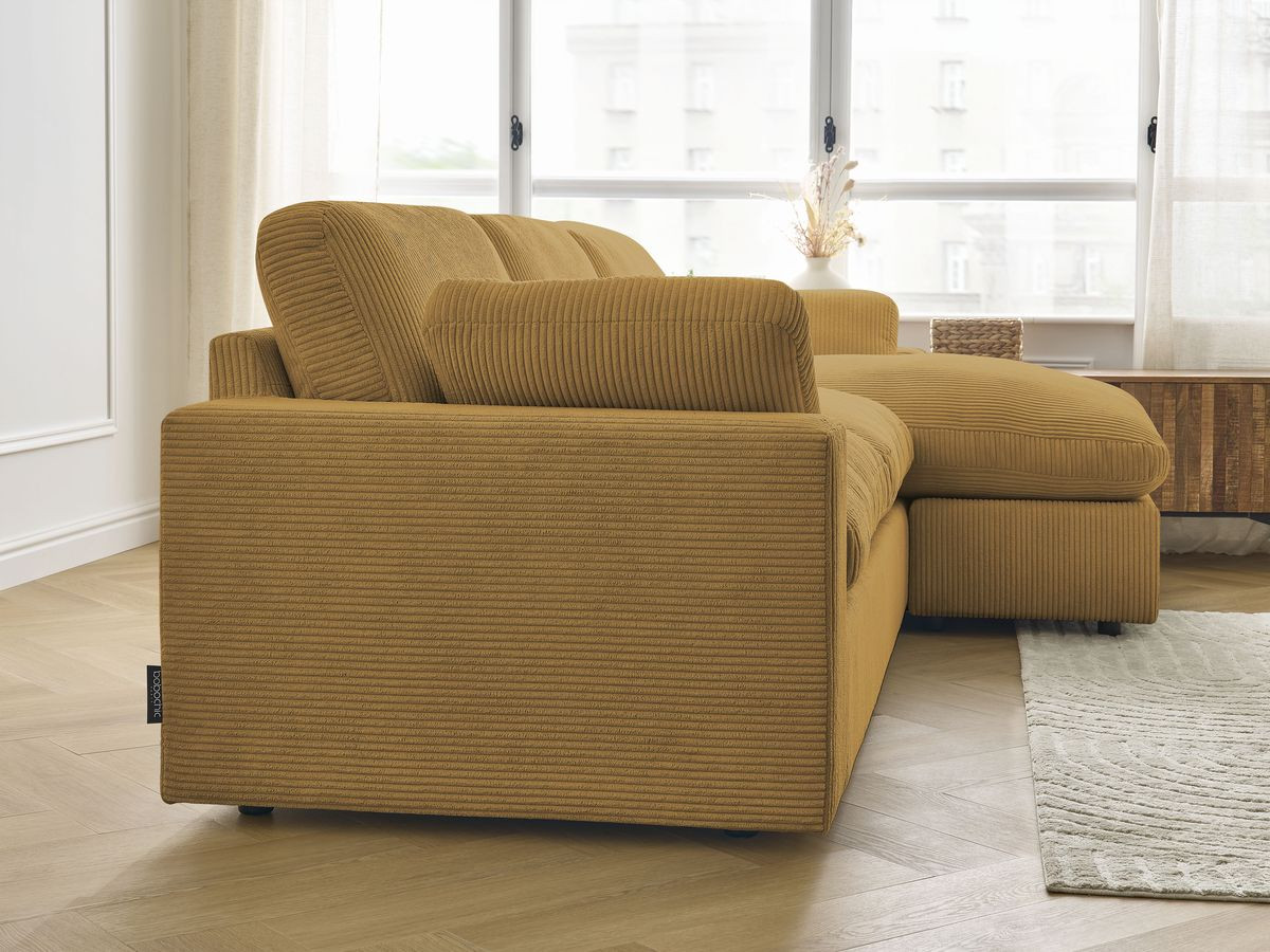 Bobochic Belair Ecksofa 280 × 139 cm Cordsamt Gelb