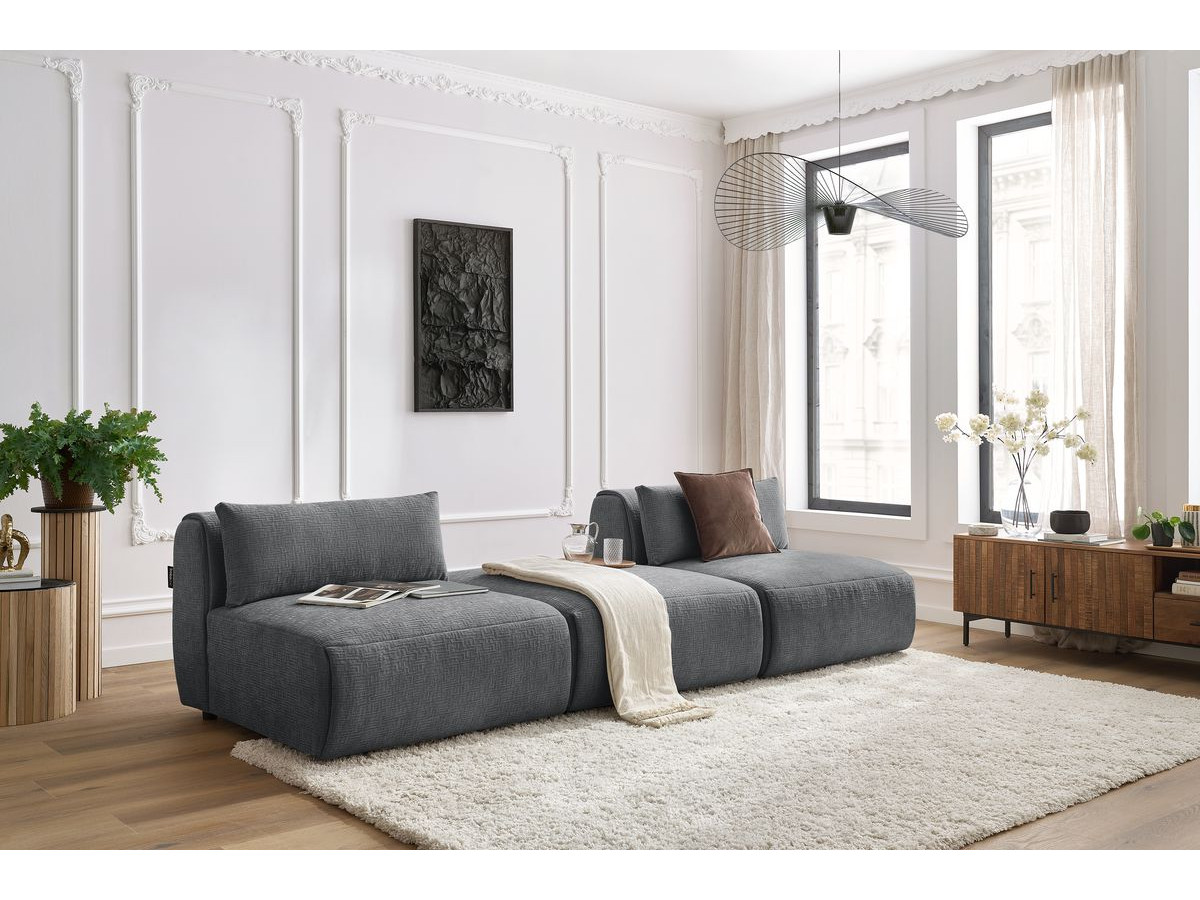 Bobochic Jeanne Sofa 3-Sitzer Strukturstoff Dunkelgrau