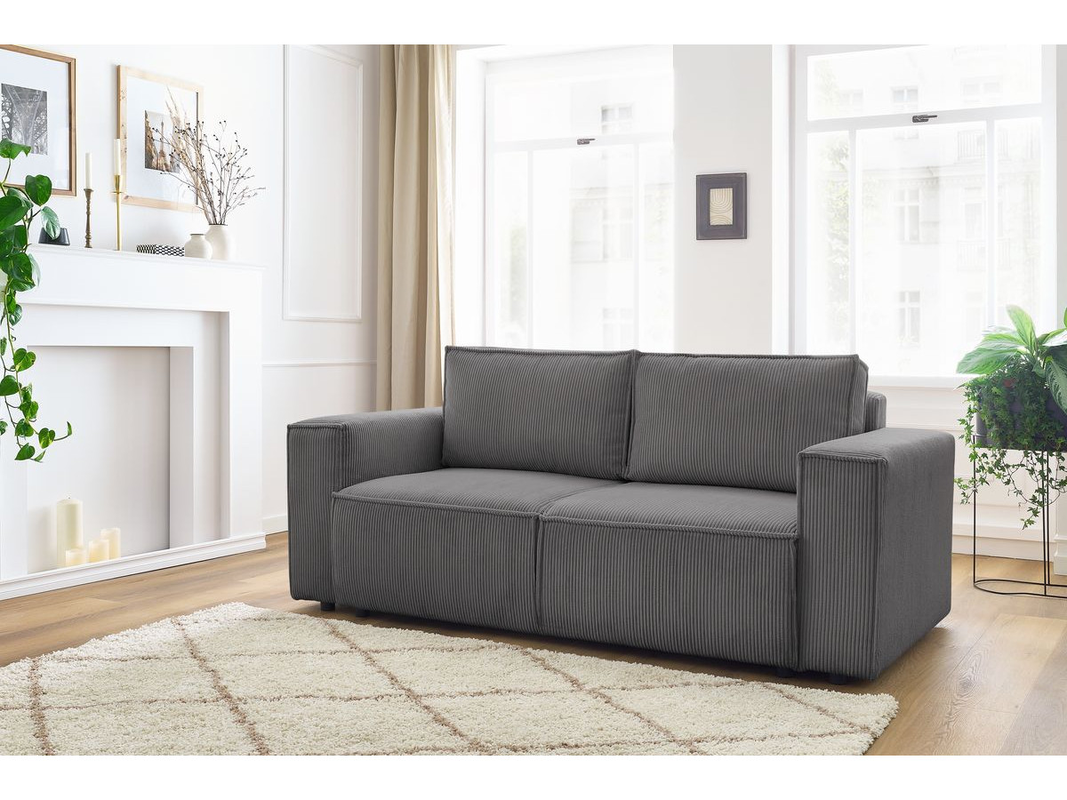 Bobochic Nihad Sofa 2-Sitzer Cordsamt Dunkelgrau