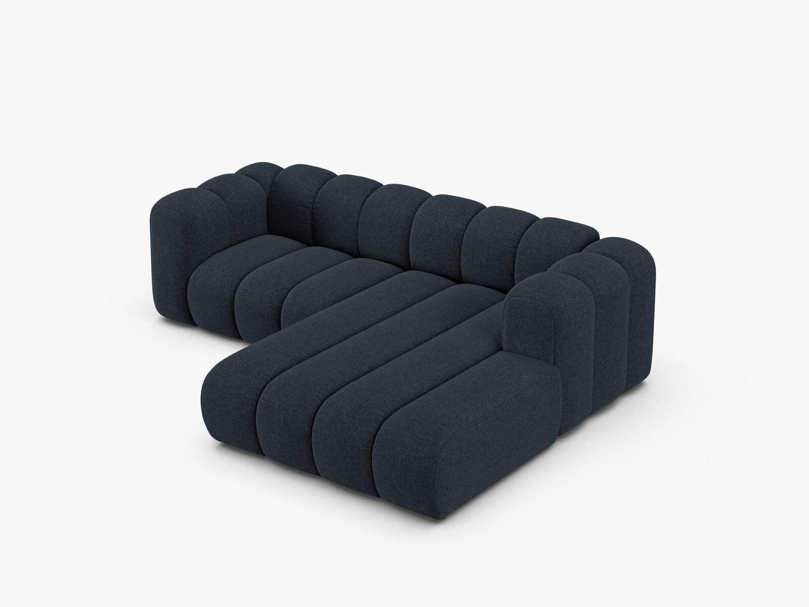 Micadoni Modulares Ecksofa Lupine 3-Sitzer Rechts Chenille Eden Marineblau