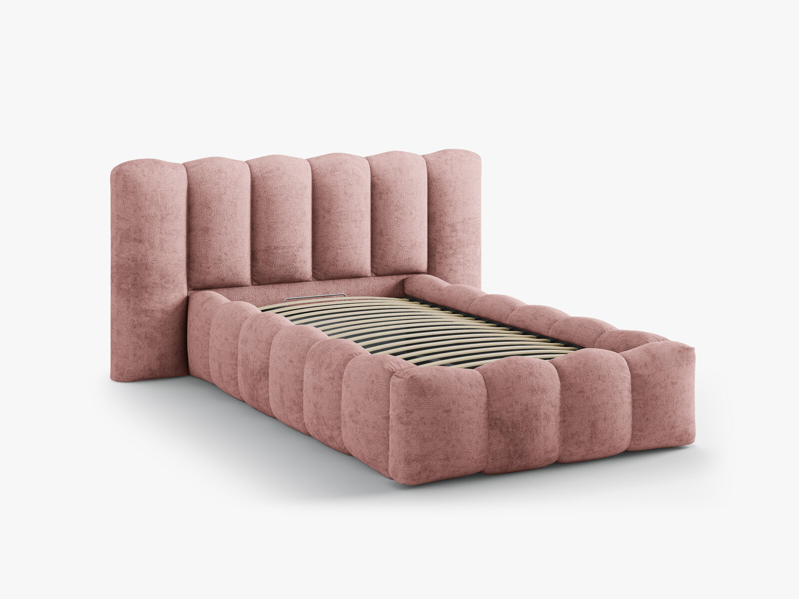 Micadoni Stauraumbett mit Kopfteil Lupine Chenille Perfect Harmony Rosa