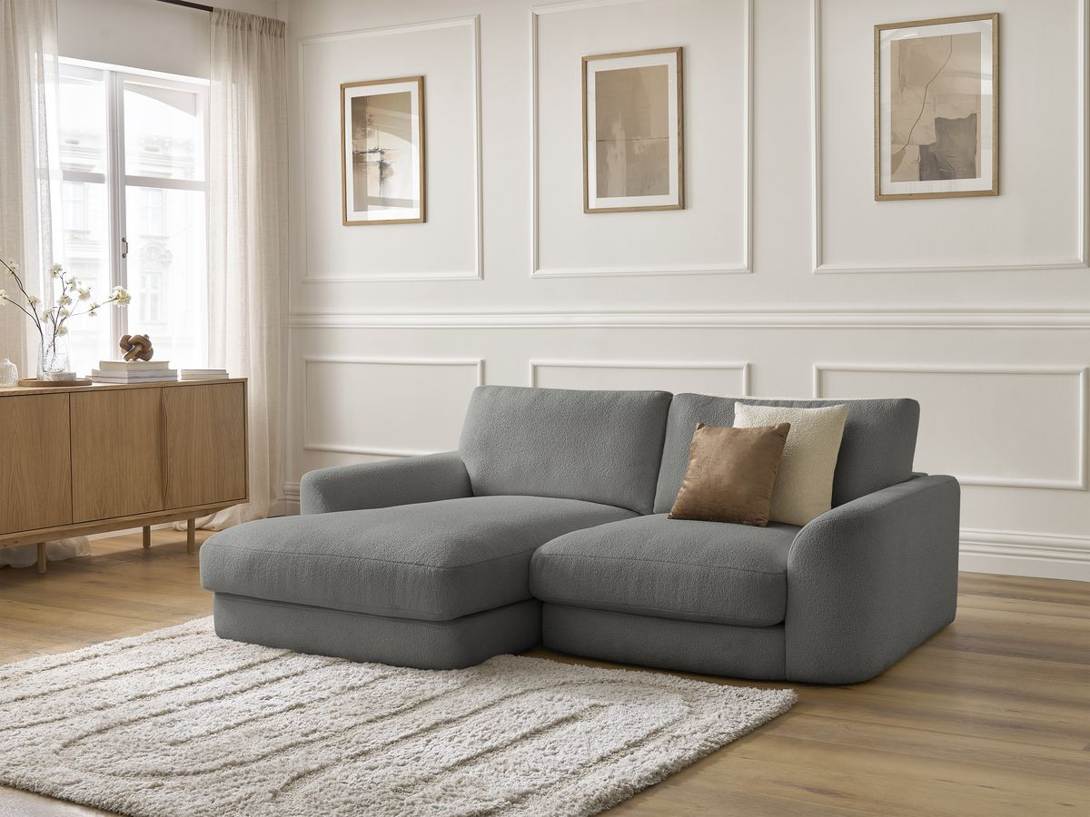 Bobochic Leonore Ecksofa Bouclé-Stoff Dunkelgrau Ecke links