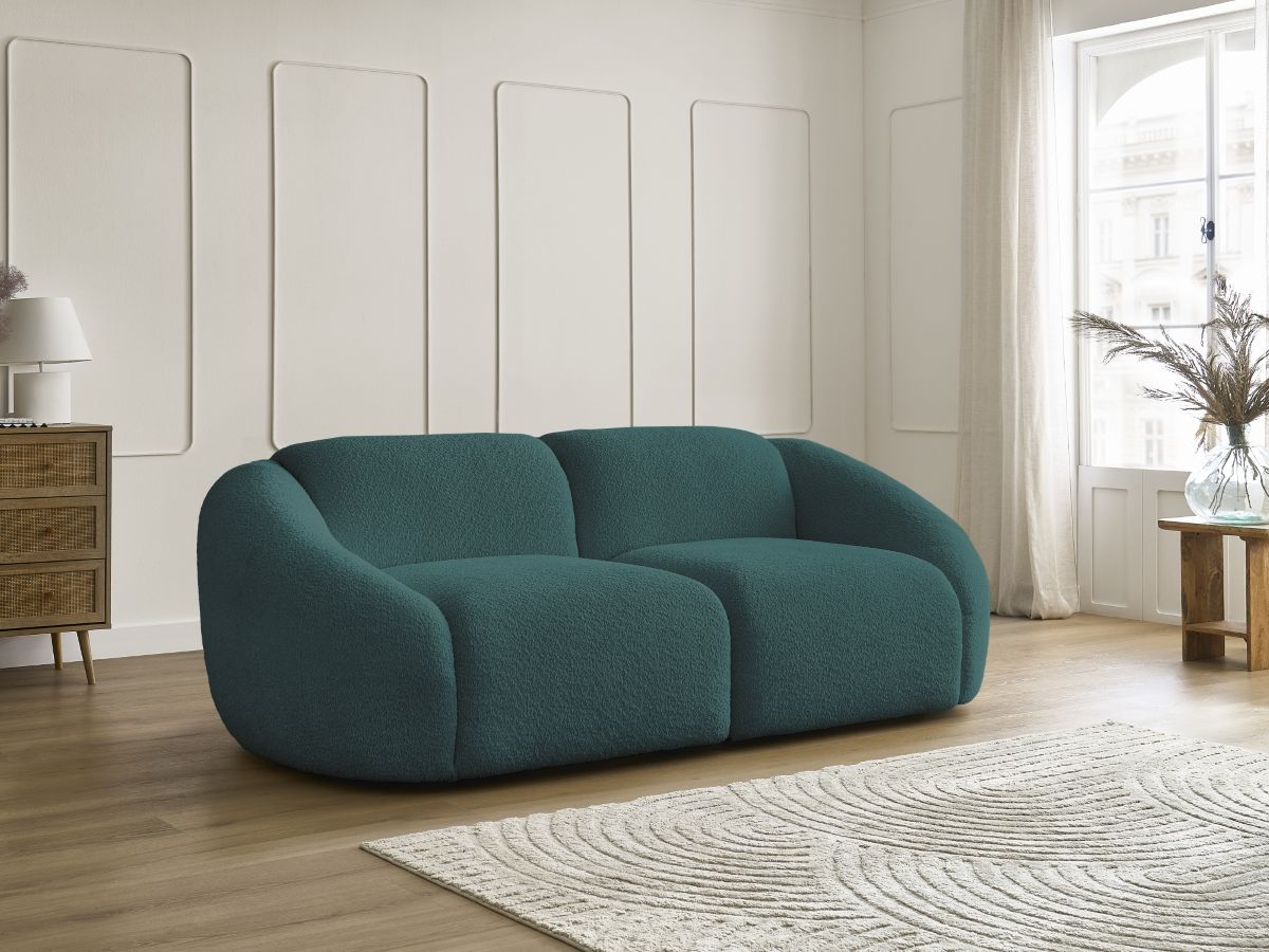 Bobochic Tina Sofa 2-Sitzer Bouclé-Stoff Hellblau