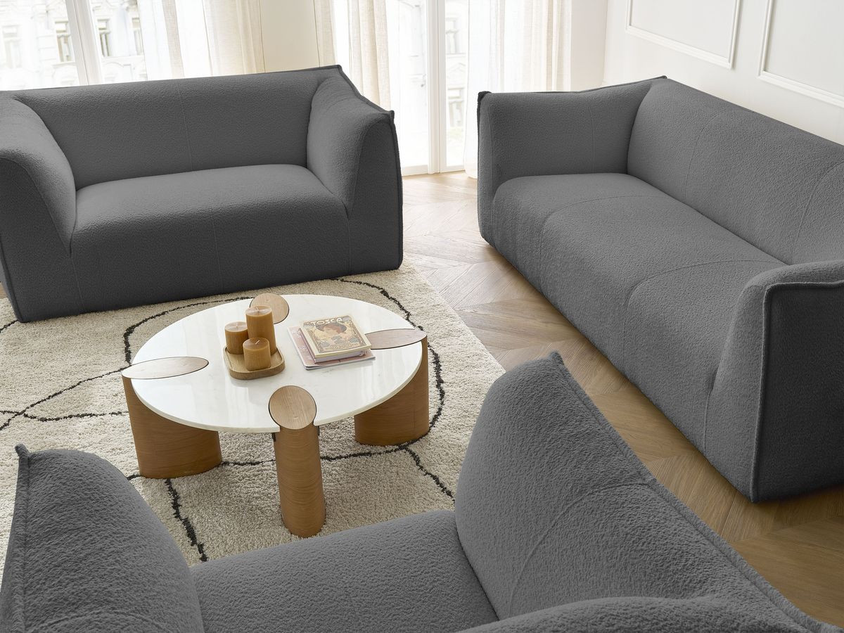 Bobochic Giorgia Sofa 5-Sitzer 534 × 100 cm Bouclé-Stoff Dunkelgrau