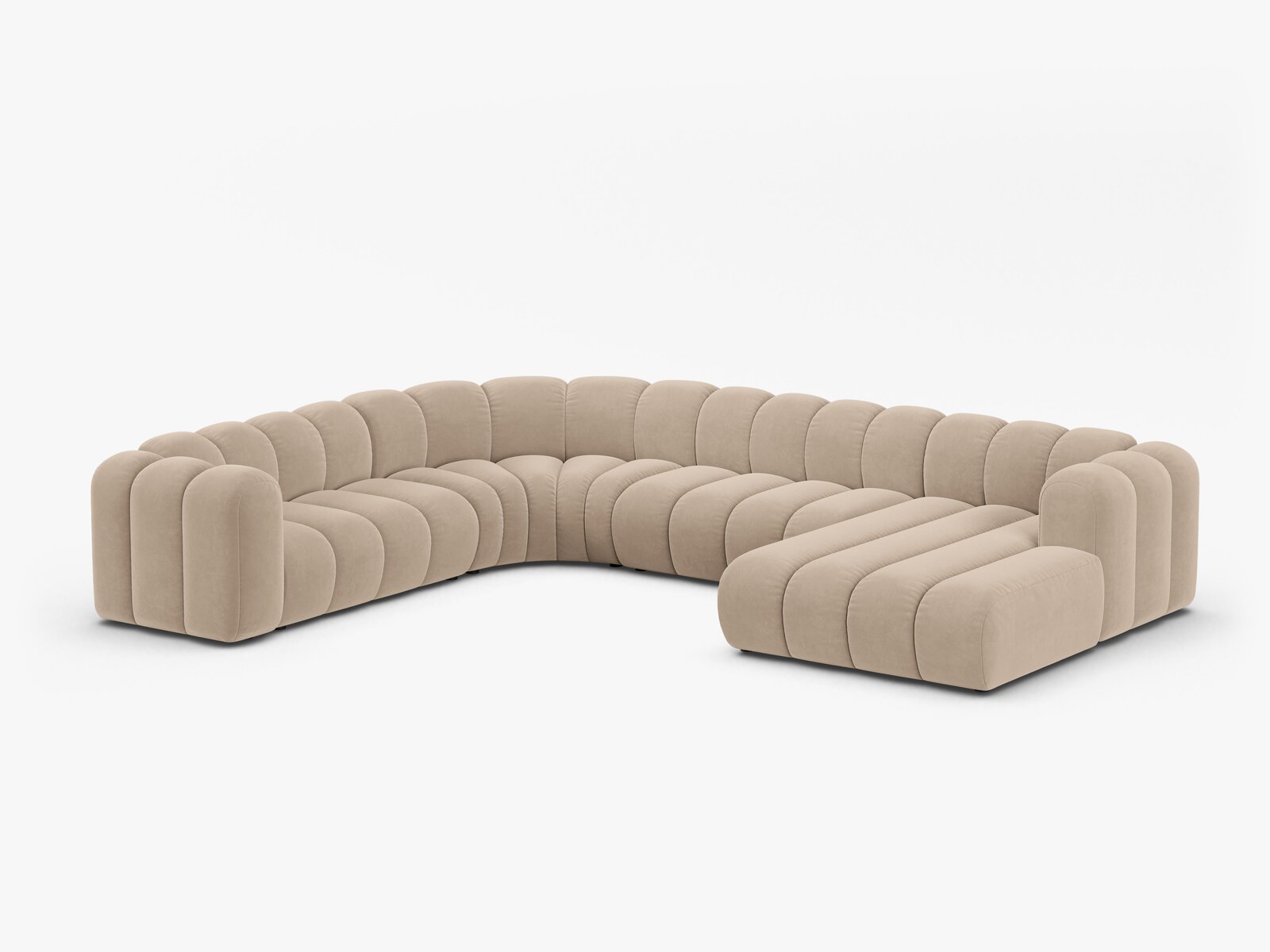 Micadoni Modulares Panorama Ecksofa Lupine 6-Sitzer Links Samt Venus Beige