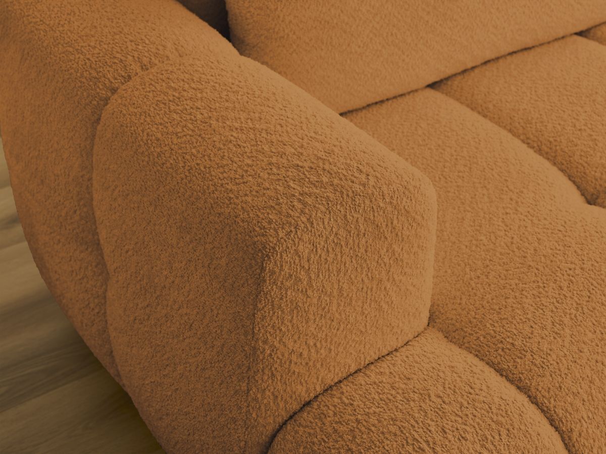 Bobochic Fuji Ecksofa mit Schlaffunktion und Bettkasten und Pouf 292 × 160 cm Bouclé-Stoff Gelb Ecke rechts