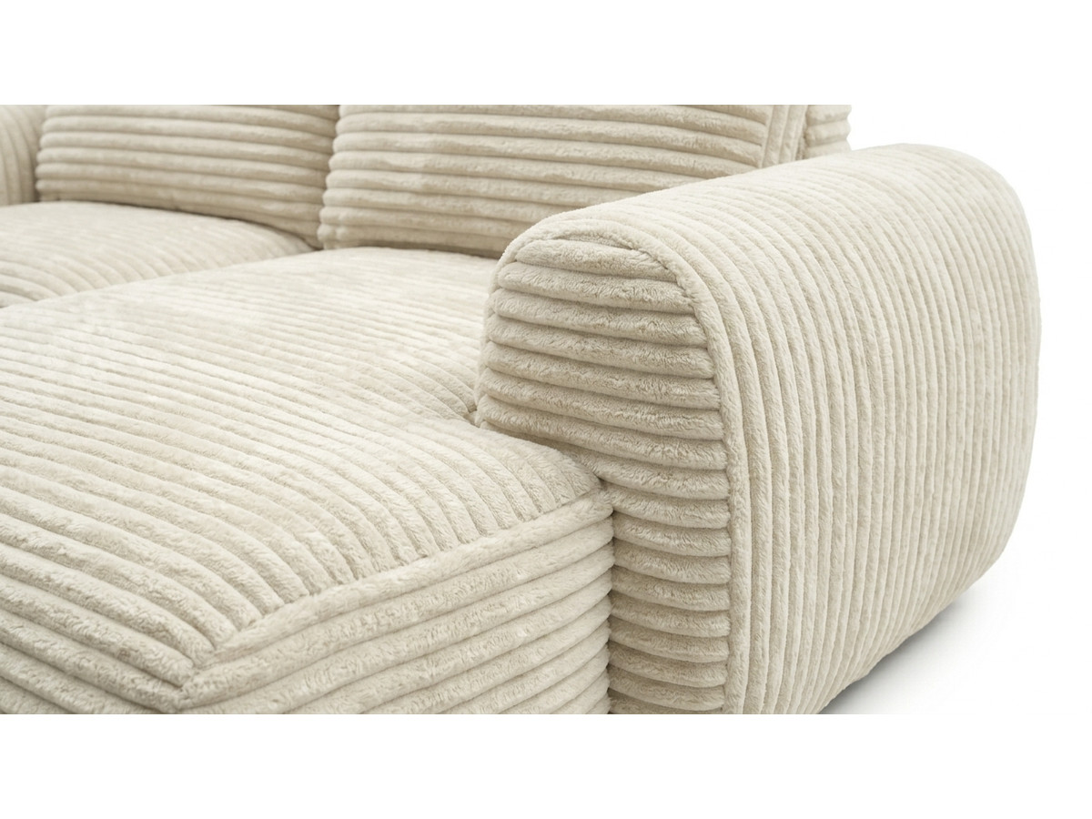 Bobochic Lucien Ecksofa mit Schlaffunktion und Bettkasten Breitcord weich Beige Ecke rechts