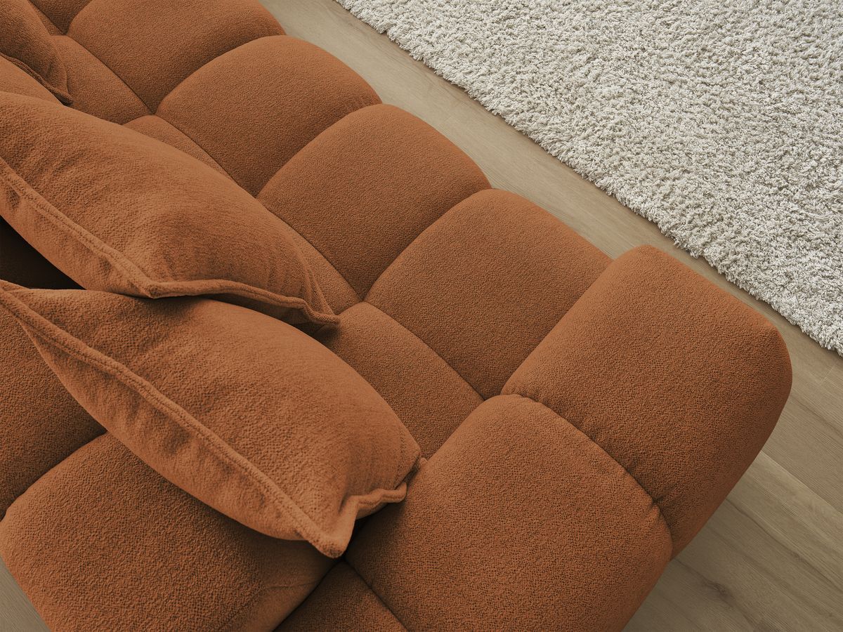 Bobochic Everest Ecksofa, 10 Kissen Melange-Stoff Orange Ecke rechts