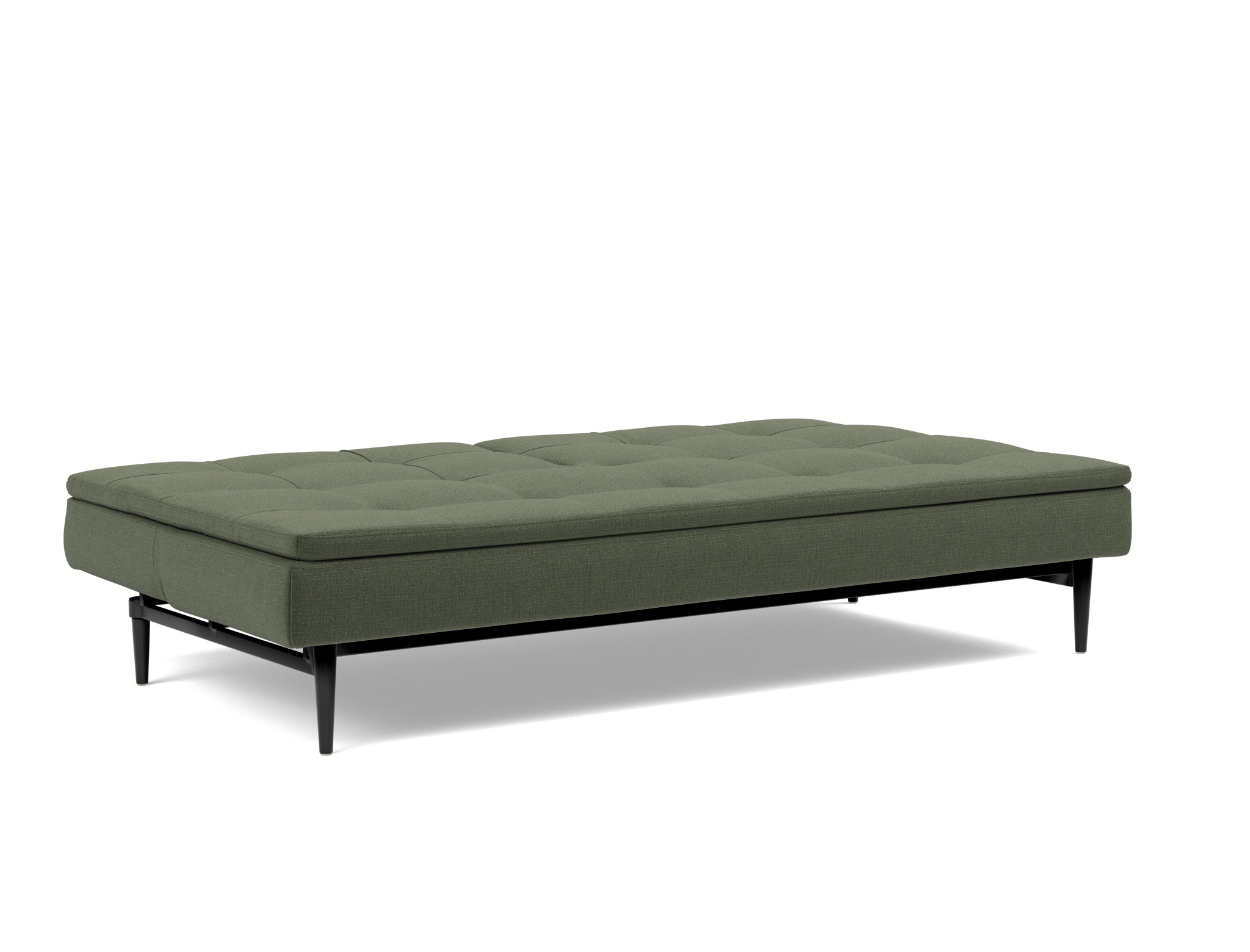 Schlafsofa Dublexo Chenille Esina 413-Olive-Green Beine Styletto Eiche schwarz