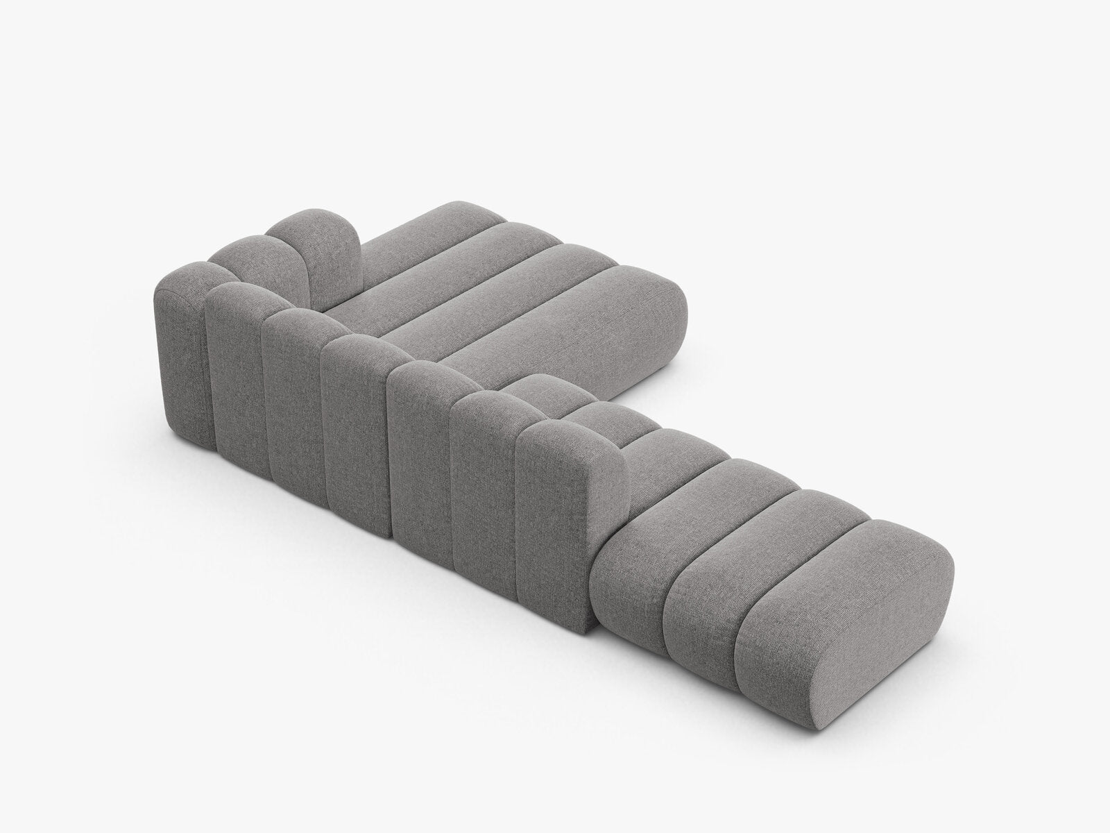 Micadoni Modulares Ecksofa offen Lupine 5-Sitzer Rechts Chenille Eden Hellgrau