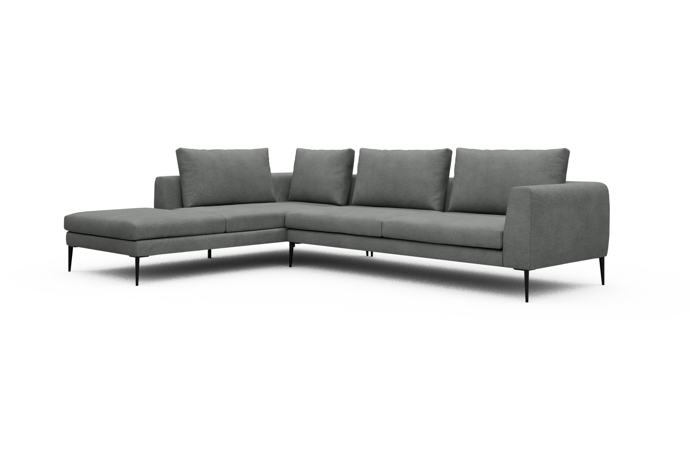 Ecksofa Paul Relax-Ecke rechts mit 3-Sitzer Boucle-Ash-Grey