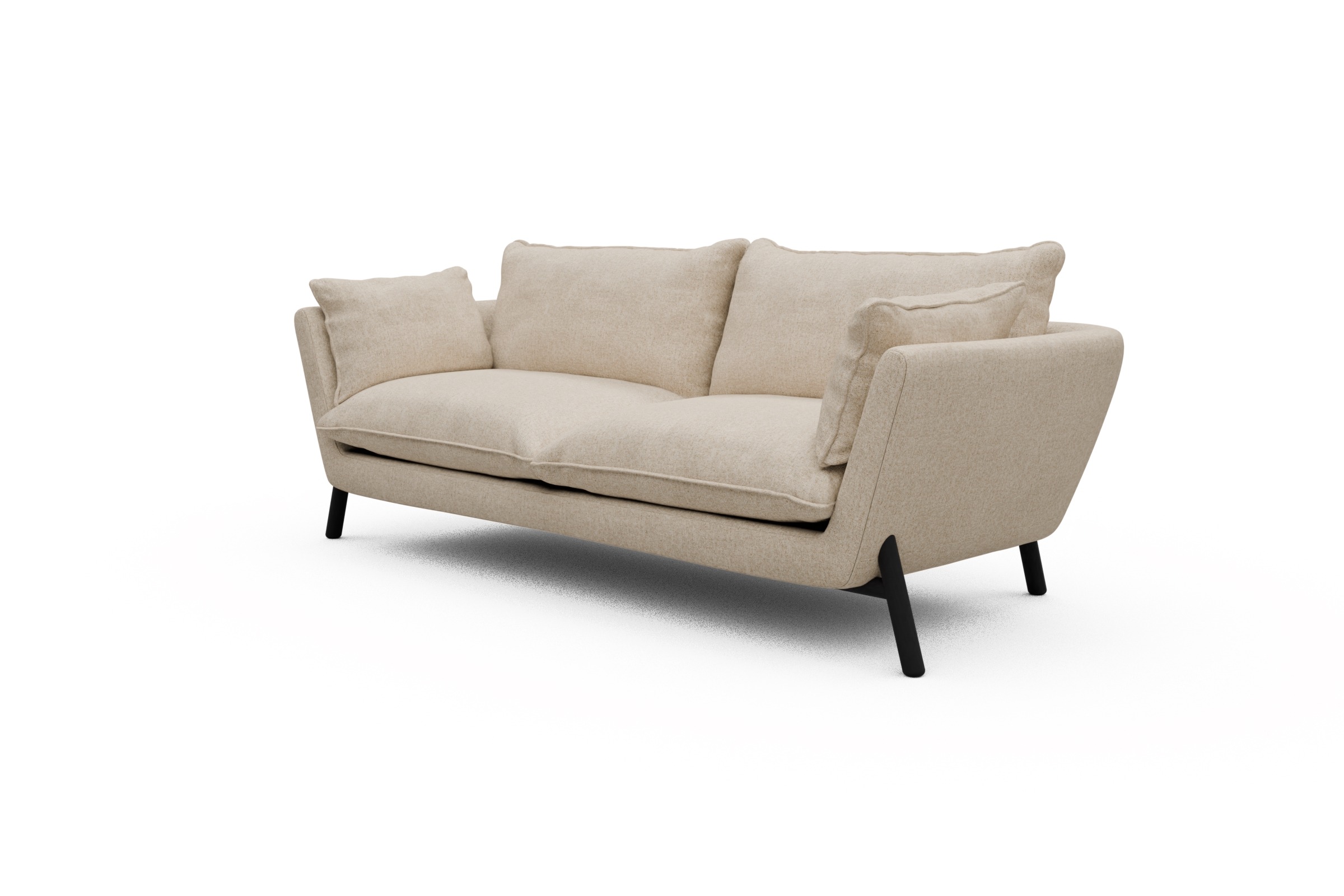Sofa Emil PREMIUM 3-Sitzer Beinfarbe Eiche Schwarz Casone-Natural-Beige