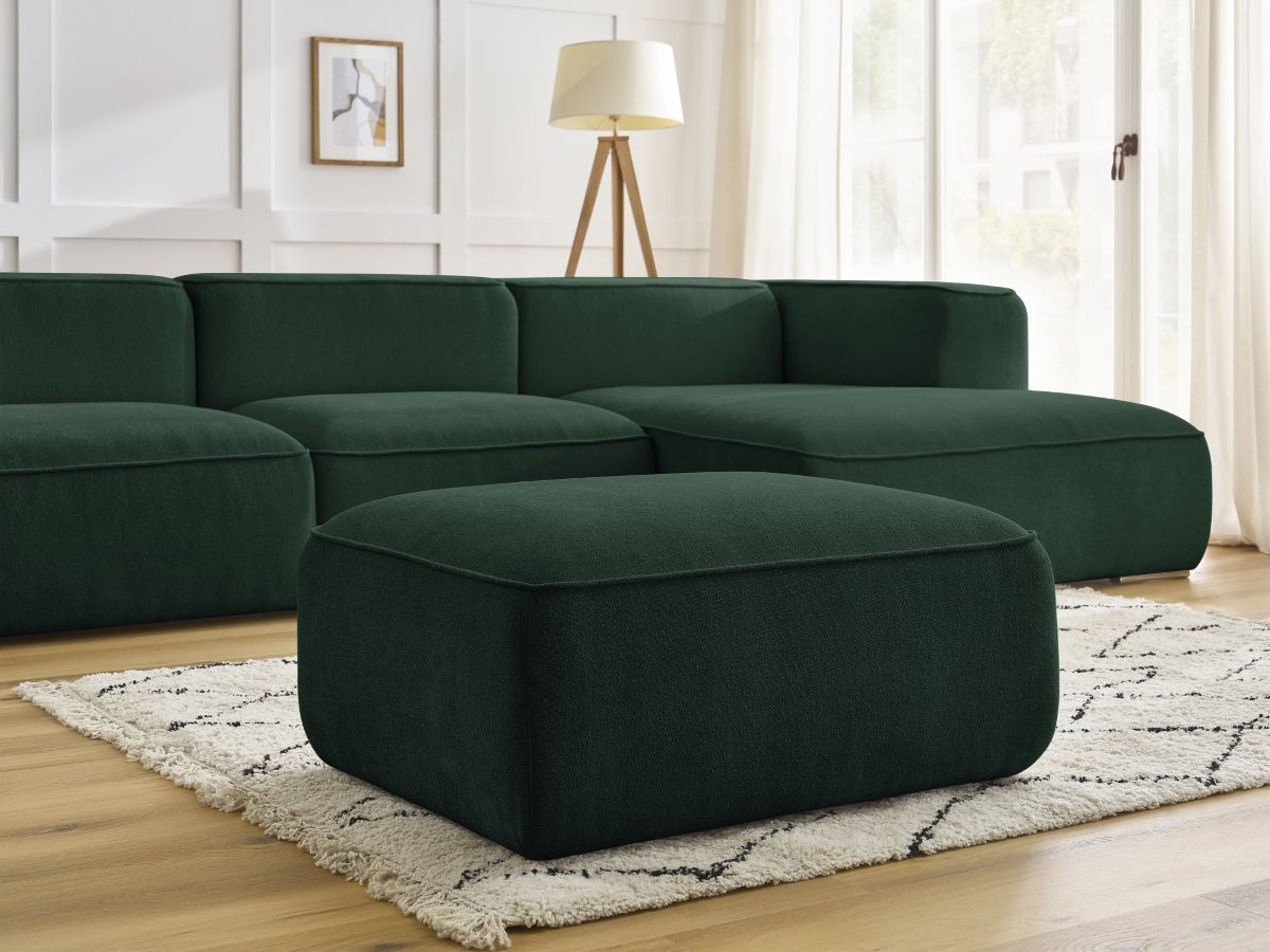 Bobochic Zephyr Ecksofa mit Pouf 349 × 165 cm Strukturstoff Grün Ecke rechts