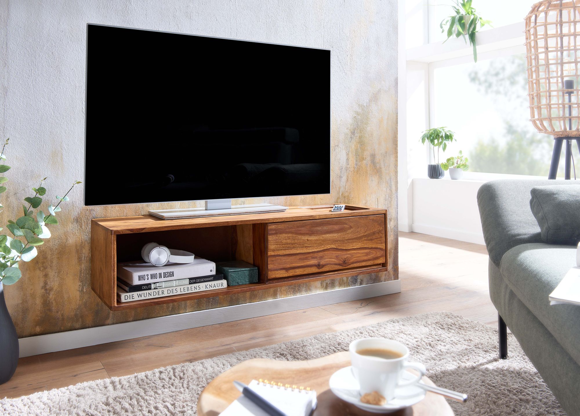TV-Board Laugarvatn Sheesham Massivholz Braun 108 × 34 × 25 cm