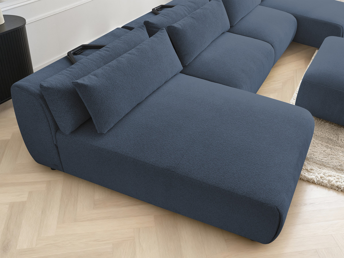 Bobochic Jana Wohnlandschaft mit großem Pouf Melange-Stoff Blau