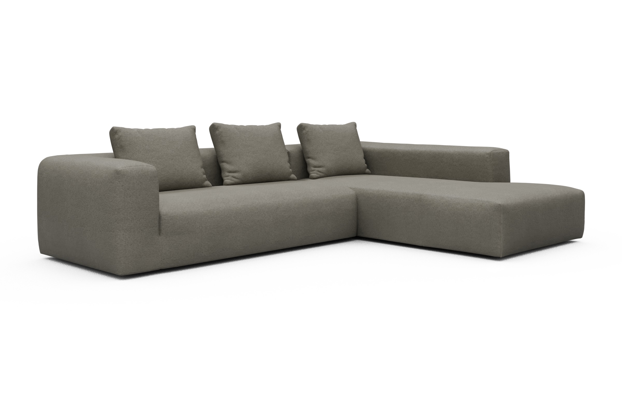 Ecksofa Fred Relax-Ecke rechts mit 2,5-Sitzer Denari-Warm-Grey