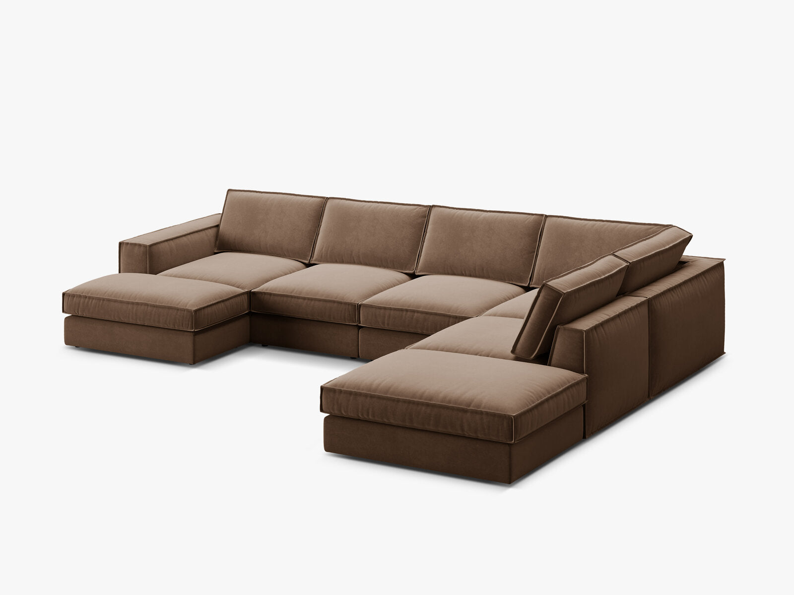 Micadoni modulares Panorama Ecksofa Pola 5-Sitzer Rechts Samt Salvador Schokolade