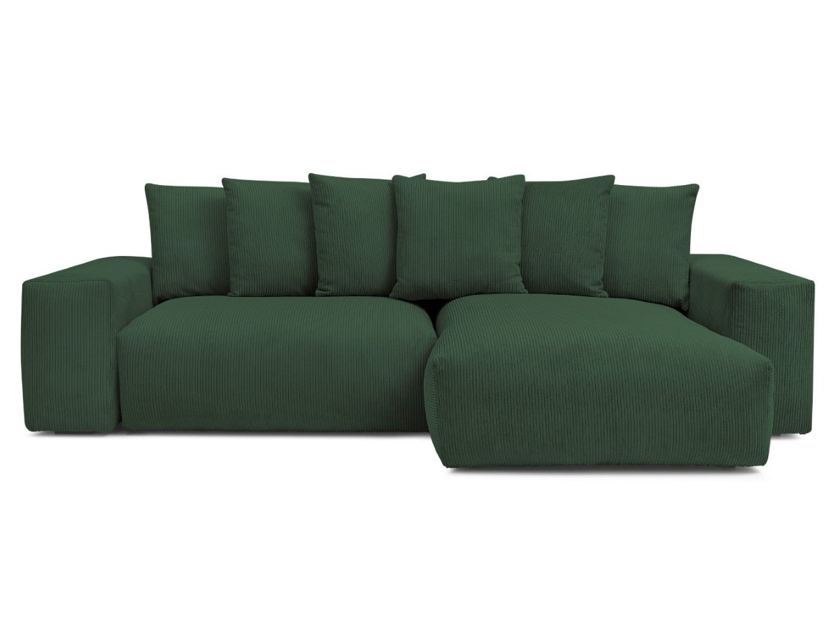 Bobochic Voltaire Ecksofa mit Schlaffunktion und Bettkasten Cordsamt Grün