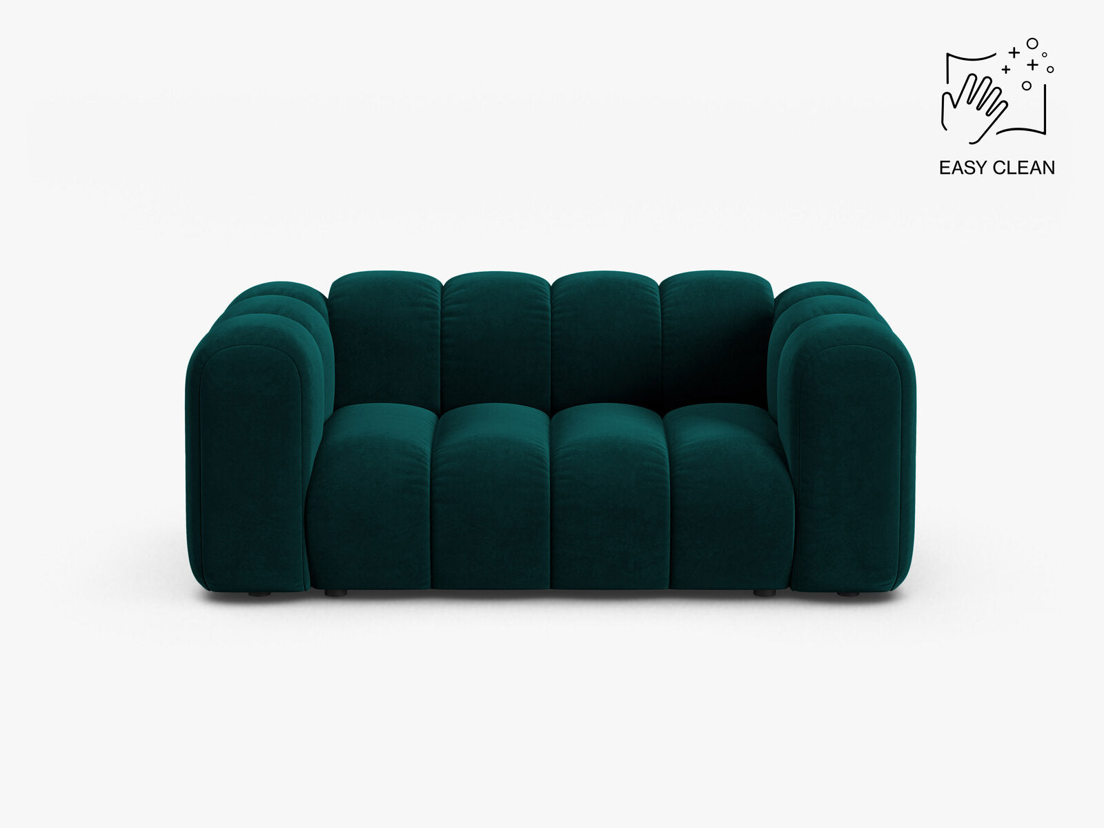 Micadoni Sofa Lupine 2-Sitzer kleine Version Samt Venus Dunkel Petrol